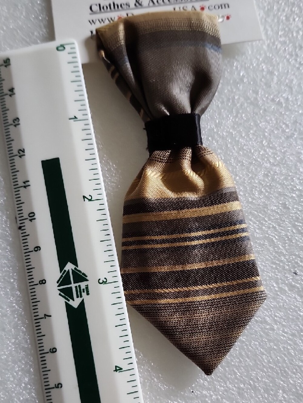 Hand Crafted Brown and Gold Slip-On Collar Tie - Picture 7 of 8